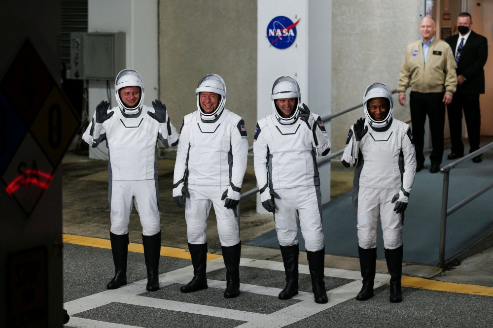 A SpaceX rocket lifted off from Florida last night carrying a crew of three US astronauts and a Russian cosmonaut on their way to the International Space Station (ISS) to begin a six-month science mission in Earth orbit. — Reuters pic