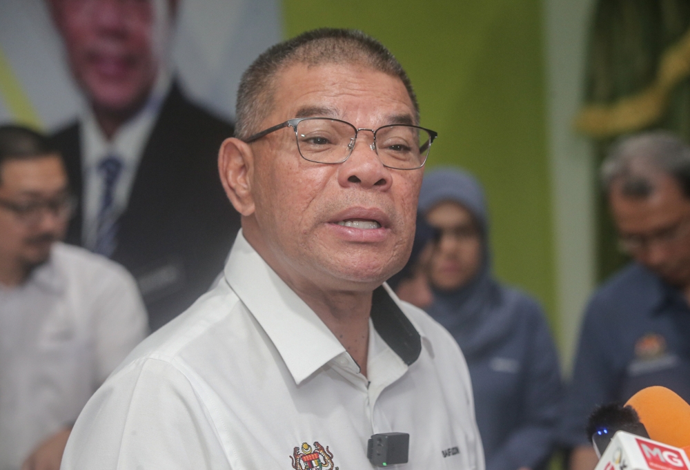 Home Minister Datuk Seri Saifuddin Nasution Ismail speaks to reporters after visiting Rumah Seri Kenangan in Ulu Kinta, Ipoh March 4, 2024. — Picture by Farhan Najib