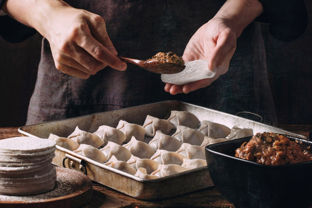Every gyoza is carefully filled and wrapped by hand.