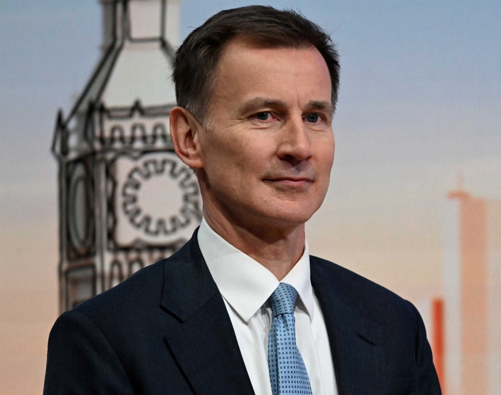 British Chancellor of the Exchequer Jeremy Hunt appears on BBC's Sunday with Laura Kuenssberg in London, Britain March 3, 2024. — Jeff Overs/BBC/Handout via Reuters pic
