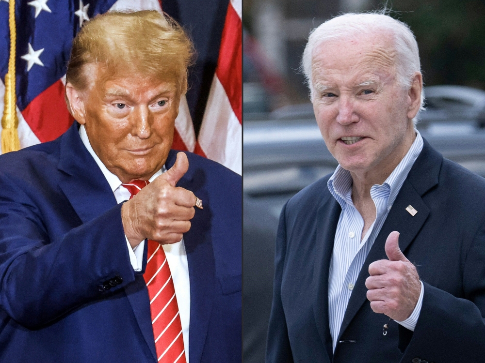 Donald Trump yesterday challenged Joe Biden to an election debate after the two men emerged from primary voting as the all-but-certain Republican and Democratic candidates in November’s US presidential vote. — AFP pic