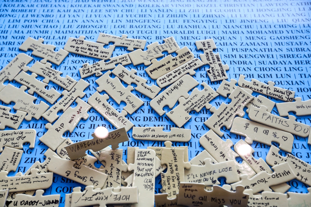 Family members of MH370 gather during the 10th year commemoration of disappearance of MH 370 in Subang Jaya on March 3, 2024. — Picture by Miera Zulyana