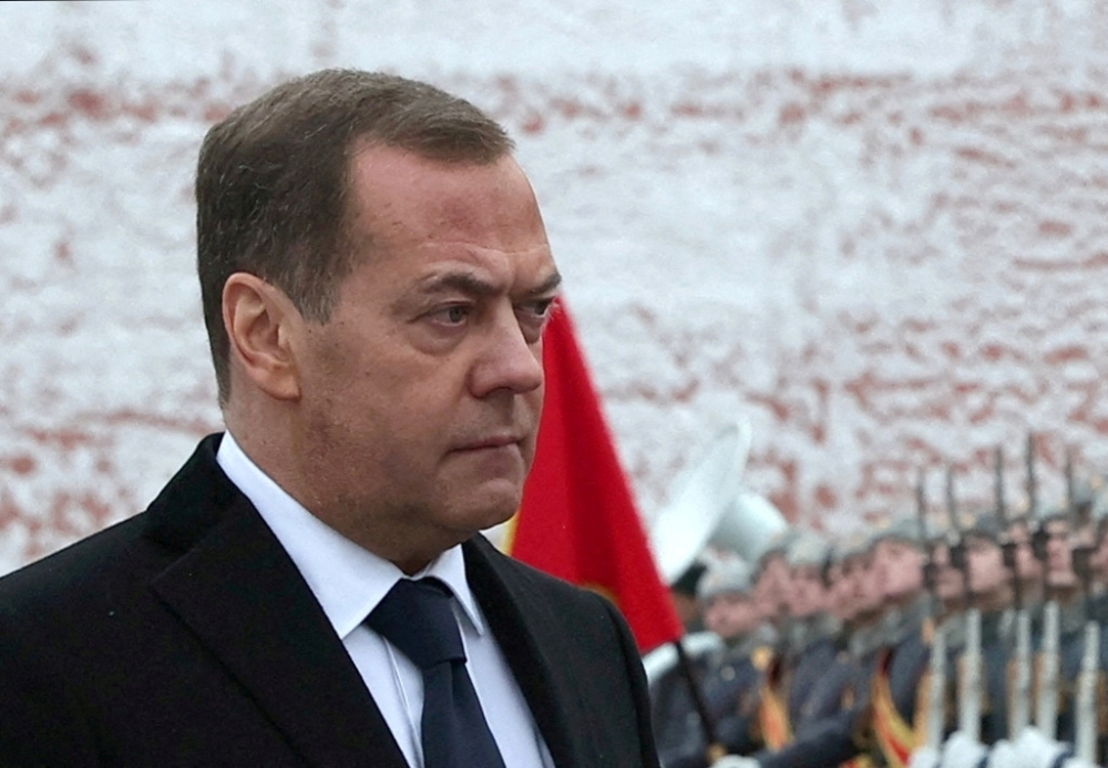 Dmitry Medvedev called Joe Biden a ‘mad’ disgrace to the United States today and said the US president had no right to compare himself to Franklin D. Roosevelt. — Sputnik/Yekaterina Shtukina/Pool pic via Reuters 