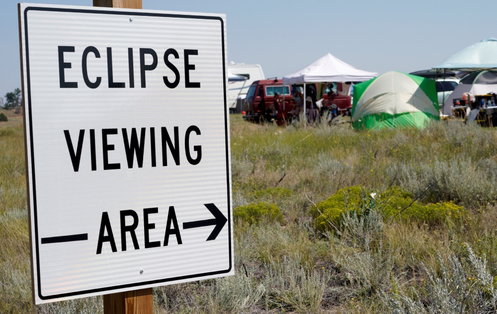A designated eclipse viewing area is seen in a campground near Guernsey, Wyoming, US, August 20, 2017. — Reuters pic 