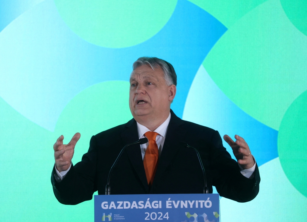 File photo of Hungarian Prime Minister Viktor Orban speaking during an economic forum in Budapest, Hungary, March 4, 2024. — Reuters pic