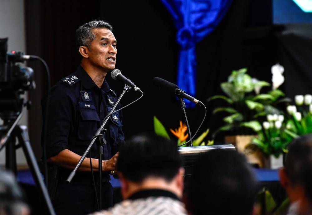 Bukit Aman Criminal Investigation Department (CID) director Datuk Seri Mohd Shuhaily Mohd Zain speaks during the CID Community Engagement Session at the TTDI Community Centre March 9, 2024. — Bernama pic