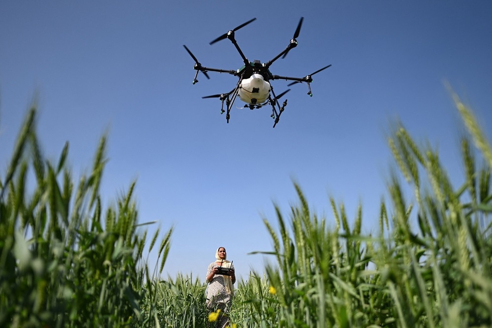 Sharmila Yadav, certified remote pilot trained under the government-backed ‘Drone Sister’ programme. — AFP pic 