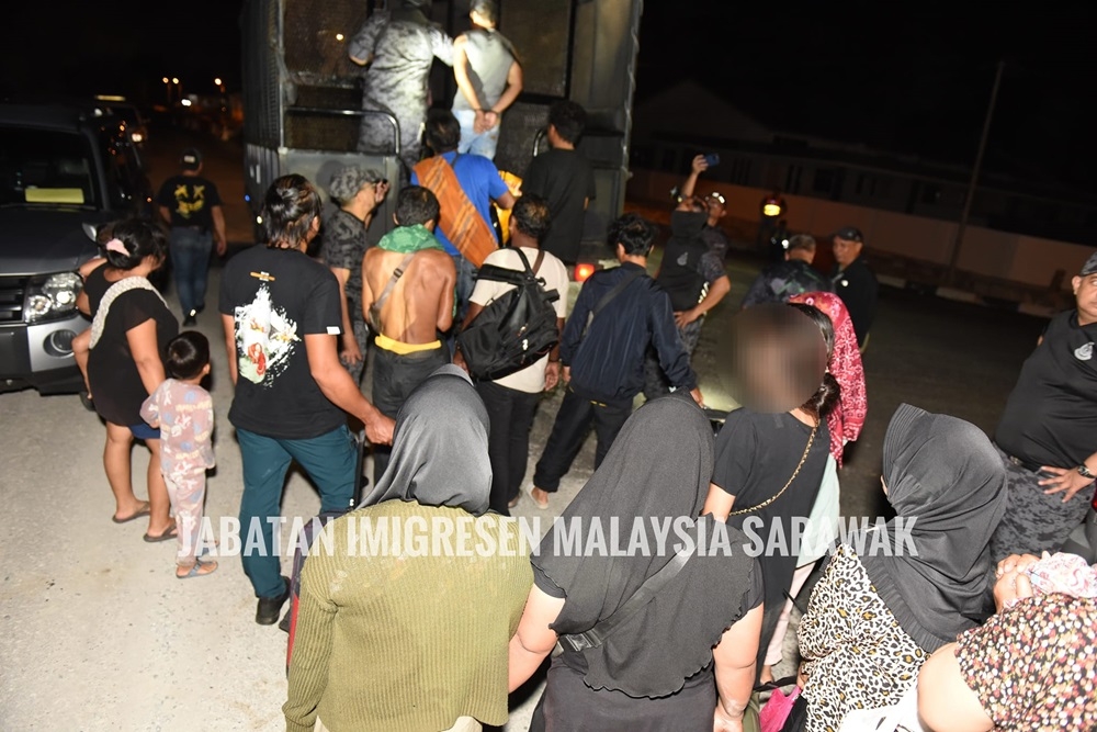 The undocumented migrants who are detained during ‘Ops Sapu’ in Miri. — Picture via Facebook/Jabatan Imigresen Malaysia Sarawak