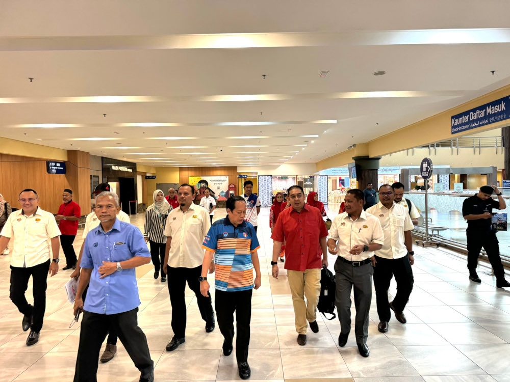 Deputy Works Minister Datuk Seri Ahmad Maslan arrives in Langkawi for a one-day working visit to review the progress of the two projects. — Picture from X/Ahmad b Maslan