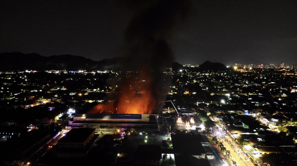 The Mydin hypermarket was reported to have caught fire at around 7pm on Sunday. — Bernama pic