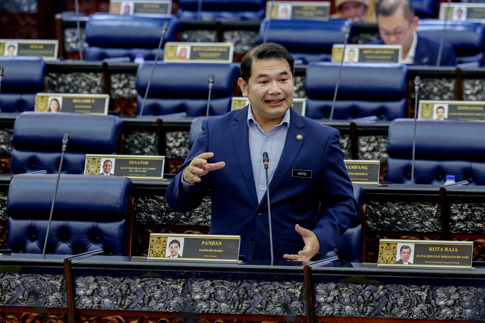 Economy Minister Rafizi Ramli during the question and answer session today. — Bernama pic
