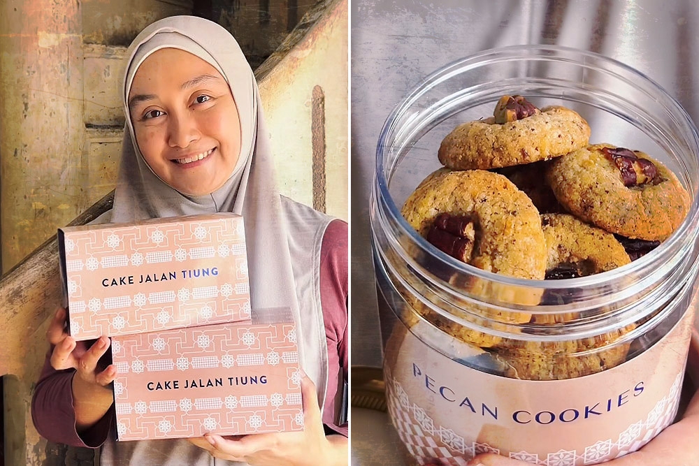 Nur Shafinaz Binti Abdul Rahman with Cake Jalan Tiung’s Ramadan & Raya gift boxes. — Pictures courtesy of Cake Jalan Tiung