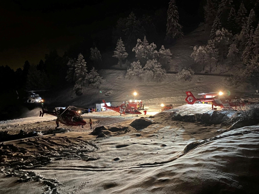 Helicopters were combing an area near the Matterhorn mountain in Switzerland yesterday with hope fading of finding a missing skier after five other members of the party were found dead after freezing to death in “catastrophic” conditions. — Reuters pic/