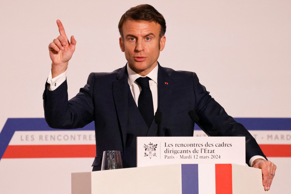 Macron has also adopted a tougher stance towards Russia, urging Ukraine’s allies to urgently do more and creating a backlash among some by not ruling out the presence of Western troops in Ukraine. — Reuters pool pic