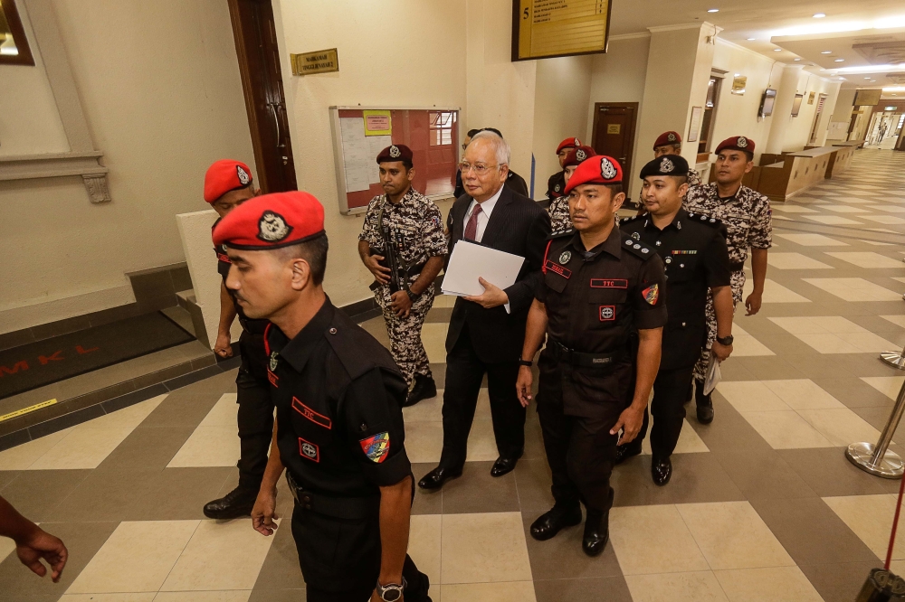 Datuk Seri Najib Razak at the Kuala Lumpur Court Complex, March 13, 2024. — Picture by Sayuti Zainudin 