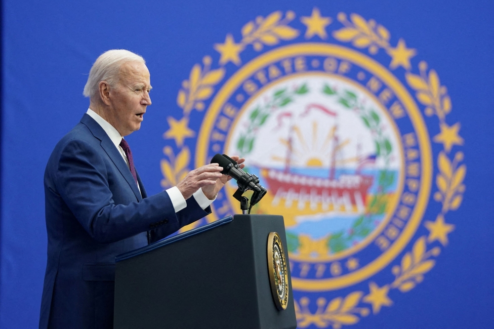 US President Joe Biden has sharpened his attacks in recent weeks on former President Donald Trump, 77, and what he called Trump’s 'campaign of resentment, revenge, and retribution that threatens the very idea of America'. — Reuters pic