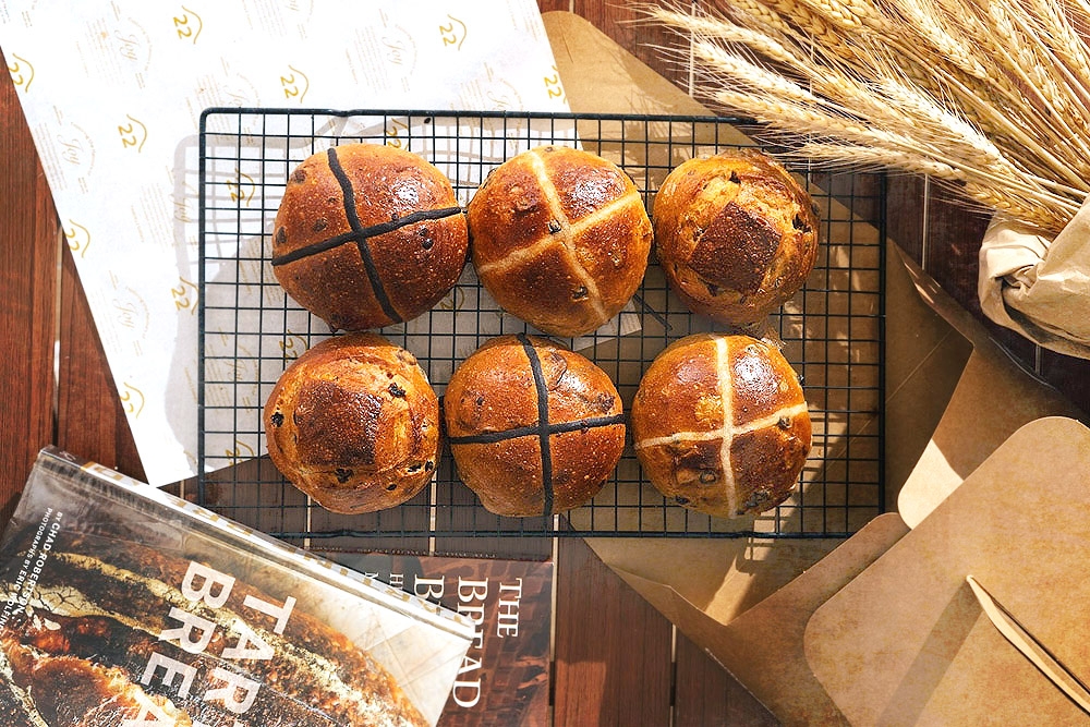 Twenty-Two Bakery’s popular hot cross buns come in original and chocolate flavours.