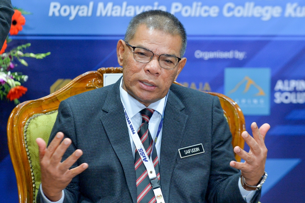 Minister of home affairs, Datuk Seri Saifuddin Nasution Ismail  said Malaysia pledged to enhance international and regional cooperation in countering the World Drug Problem in accordance with its international and regional treaties obligations and the Anti-Drug Strategic Plan 2021-2025 of Malaysia. — Picture by Shafwan Zaidon