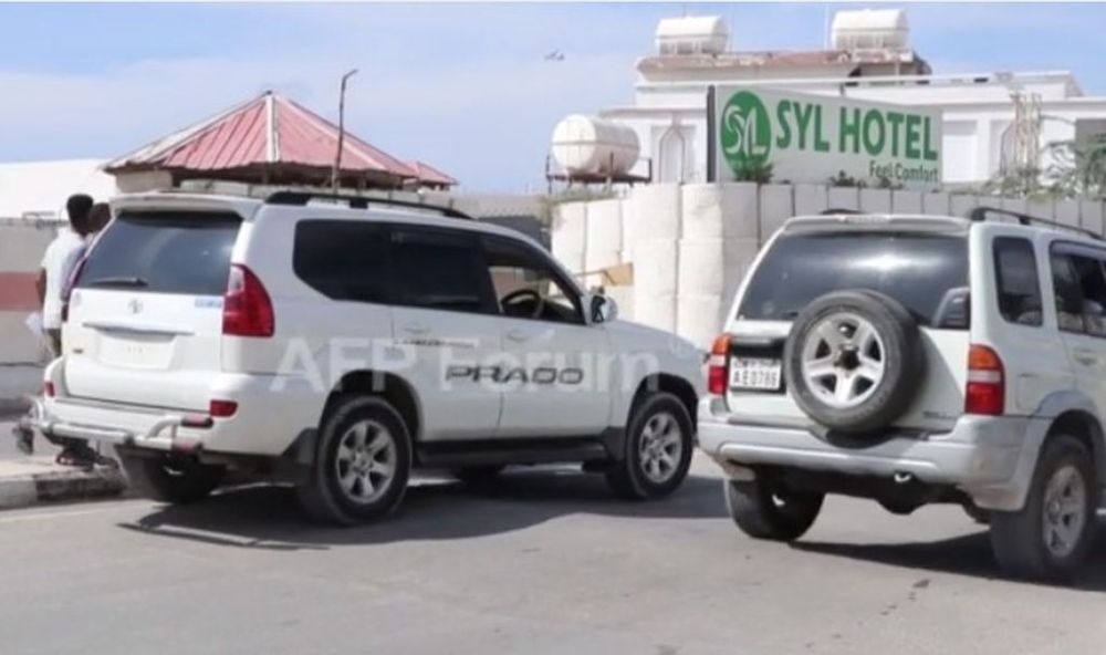 Armed fighters stormed Mogadishu’s SYL hotel. — AFP videograb