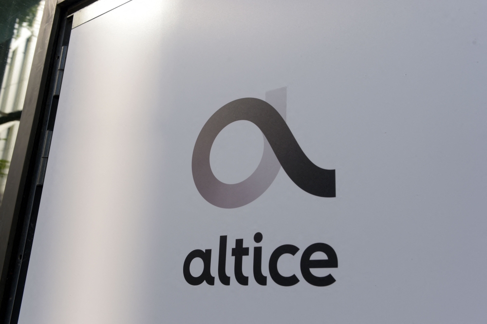 The logo of French telecom group Altice is pictured during a press conference to present Altice France 2019 prospects in Paris on April 11, 2019. — AFP pic