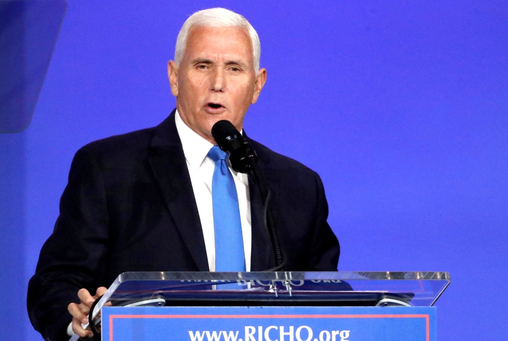 File photo of former US Vice President Mike Pence speaking during the Republican Jewish Coalition Annual Leadership Summit in Las Vegas, Nevada, US October 28, 2023. — Reuters pic