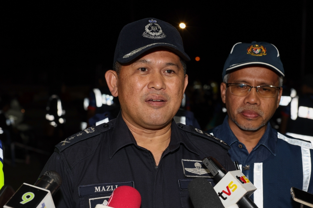 Terengganu police chief Datuk Mazli Mazlan speaks to reporters after officiating the state-level Royal Malaysia Police Patrol and SRS programmes in Kuala Nerus March 16, 2024. — Bernama pic