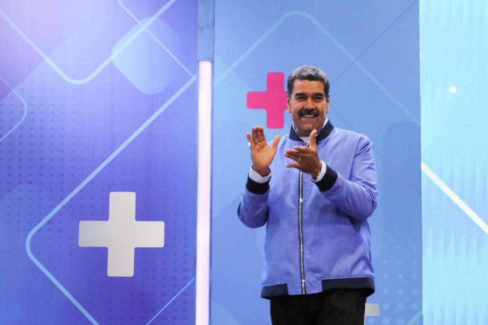 File photo of this handout picture released by Miraflores Press Office showing Venezuela’s President Nicolas Maduro speaking during his television program in Maturin, Monagas State, Venezuela on March 11, 2024. — AFP pic