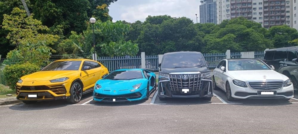 MACC seized eight luxury cars, among them two Lamborghinis, with an estimated value of RM6 million as part of an ongoing investigation into a smuggling syndicate. — Picture courtesy of MACC