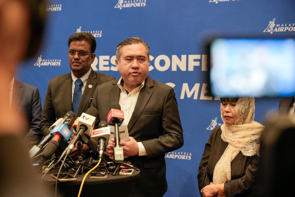 Transport Minister Anthony Loke speaks during a press conference in Sepang March 18, 2024. — Picture by Raymond Manuel