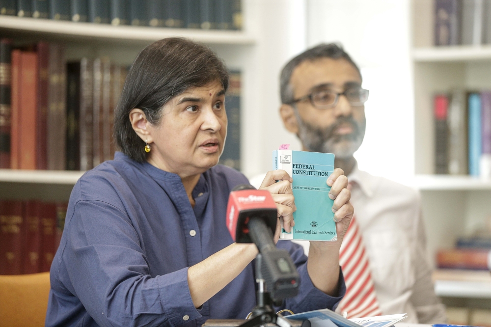 former Malaysian Bar president Datuk Ambiga Sreenevasan speaks during a press conference in Petaling Jaya March 19, 2024. — Pictures by Sayuti Zainudin