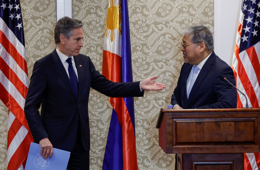 US Secretary of State Antony Blinken and Philippines' Secretary of Foreign Affairs Enrique Manalo hold a joint press conference, at the Sofitel Hotel in Manila, Philippines, March 19, 2024. — Reuters pool pic