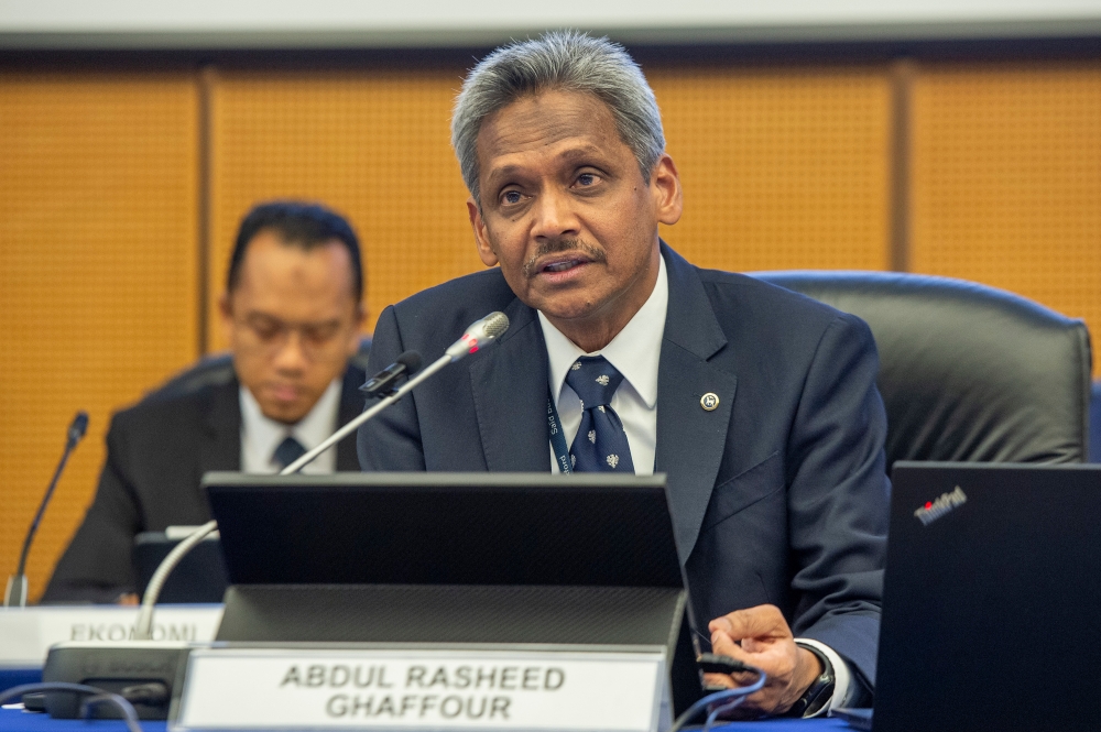 Bank Negara Malaysia Governor Datuk Abdul Rasheed Ghafour speaks during a press briefing in Kuala Lumpur March 20, 2024. ― Picture by Shafwan Zaidon 