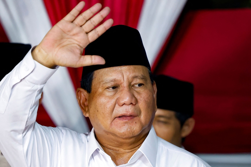 Indonesia’s Prabowo Subianto pledged yesterday to be a president for all Indonesians after official results showed him sweeping last month’s election, even as rivals said they would mount legal challenges over the electoral process. — Reuters pic