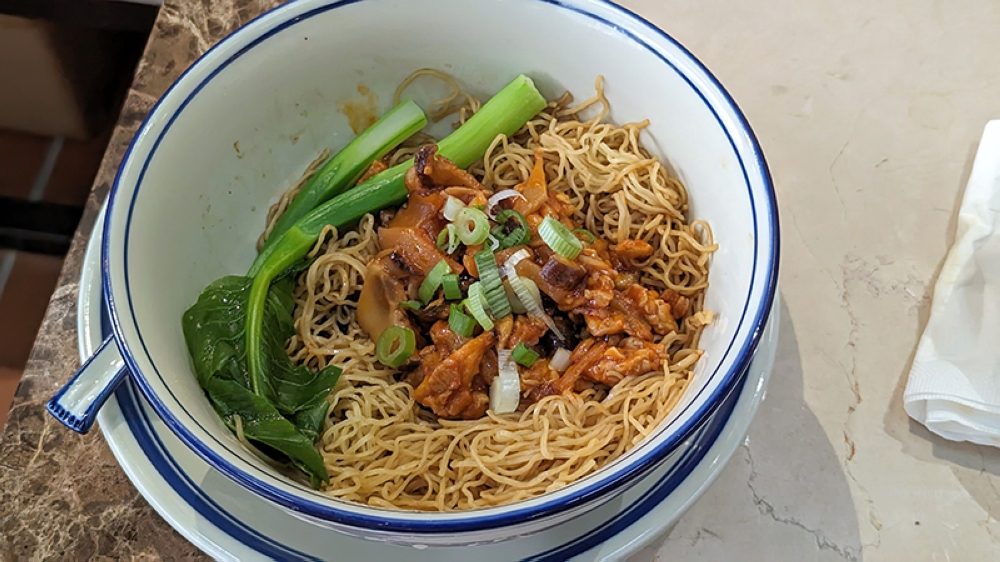 True to Hong Kong-style 'zhajiangmian', Bamboo Dynasty Spicy Zha Jiang Noodles look and taste a little ketchup-y.