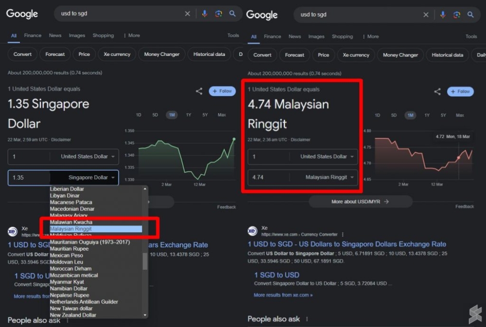 How to get Currency Converter widget for US$ to RM on Google Search. — SoyaCincau pic