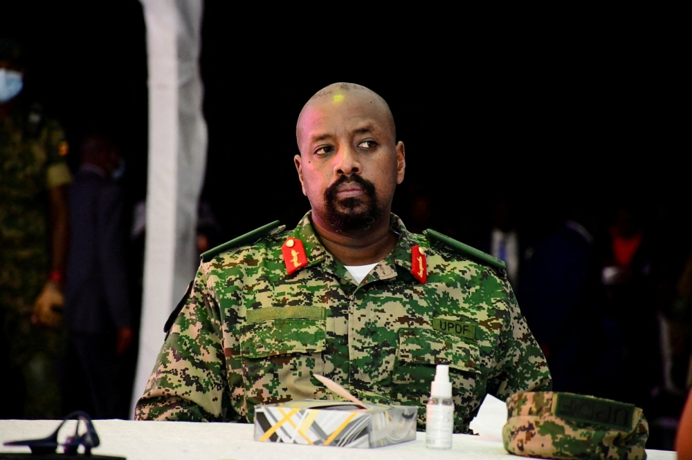  Lt. General Muhoozi Kainerugaba, the son of Uganda's President Yoweri Museveni, who leads the Ugandan army's land forces, looks on during his birthday party in Entebbe May 7, 2022. — Reuters pic  