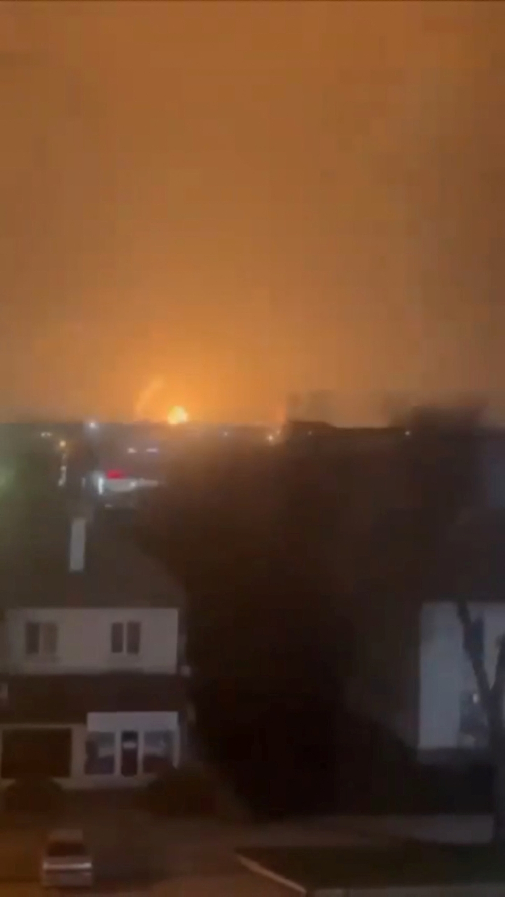 An explosion occurs following a fire that broke out at the Slavyansk oil refinery in Krasnodar region, Russia, amid Russia's attack in Ukraine, in this screen grab from video released March 17, 2024 and obtained by Reuters. — Video screengrab via Reuters