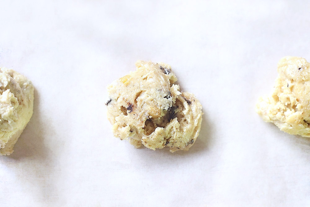 Scoop and portion the cookie dough.