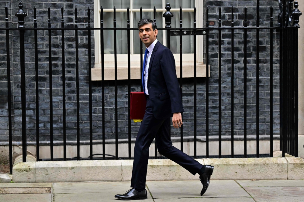 Prime Minister Rishi Sunak will today announce £200 million of public investment to boost the UK’s nuclear deterrent programme and its civil nuclear industry, which the government says will support 40,000 expected new jobs. — AFP pic