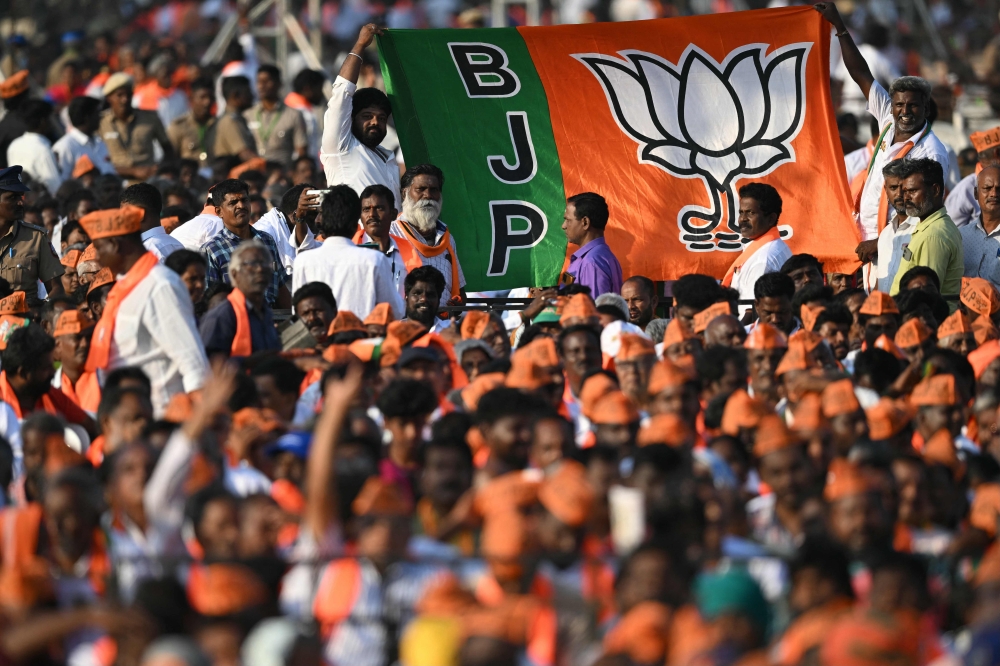 The Bharatiya Janata Party (BJP) is widely expected to win a third straight term in elections starting next month, as the opposition struggles to stay together while its leaders are embroiled in various corruption investigations. — AFP pic