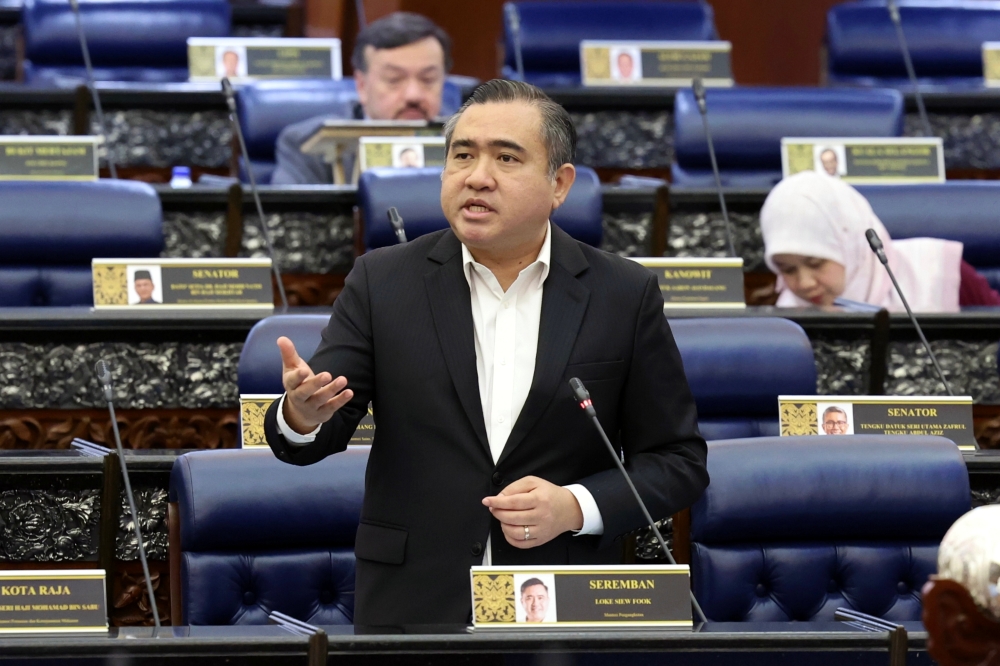 Transport Minister Anthony Loke during a question and answer session at the Dewan Rakyat today. — Bernama pic