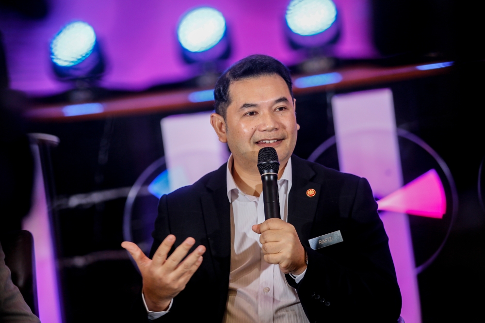 Economy Minister Rafizi Ramli speak during the soft launch of the event at Parliament in Kuala Lumpur March 27, 2024. — Picture by Hari Anggara