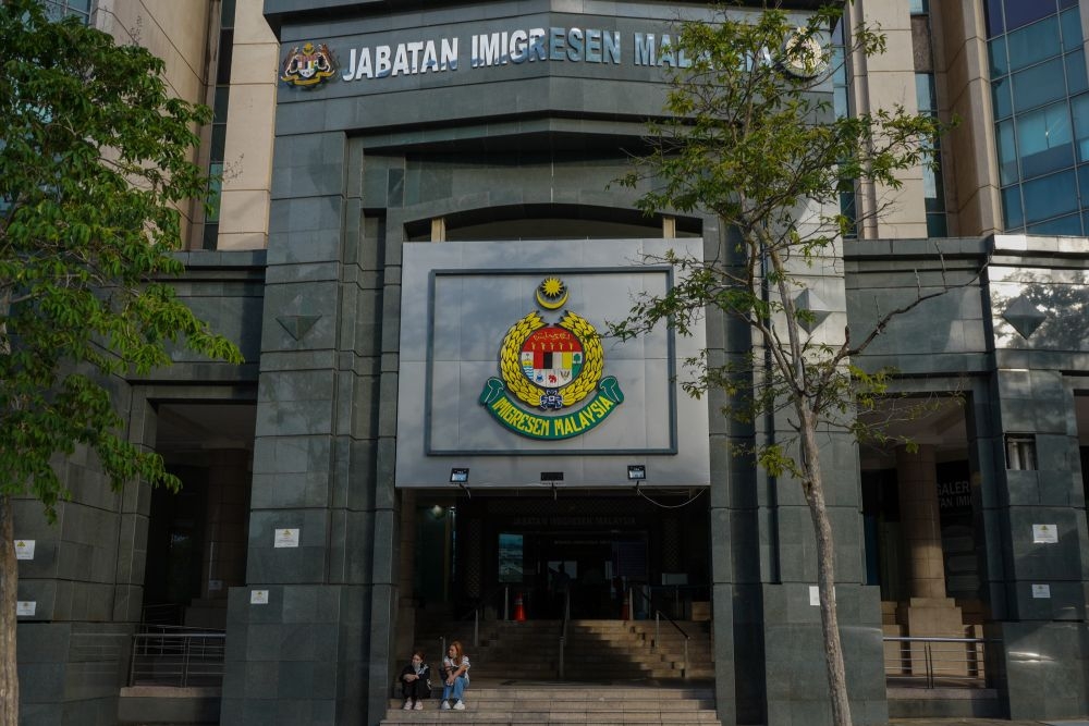 Johor JIM director Baharuddin Tahir said the men, aged 30 and 35, were in a Toyota Altis vehicle when they were arrested near the building at 6pm following intelligence carried out and information from the public. — Picture by Shafwan Zaidon