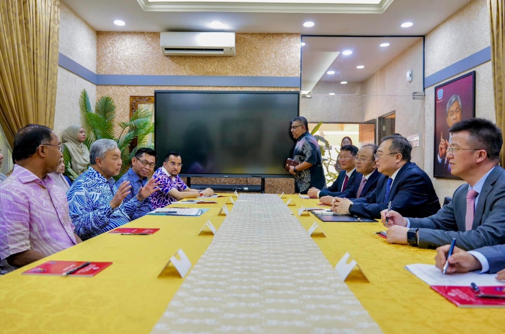 Deputy Prime Minister Datuk Seri Ahmad Zahid Hamidi in a meeting with Liu Jianchao, Minister of the International Department of the Central Committee of the Communist Party of China, March 28, 2024. — Picture from Facebook/Zahid Hamidi 