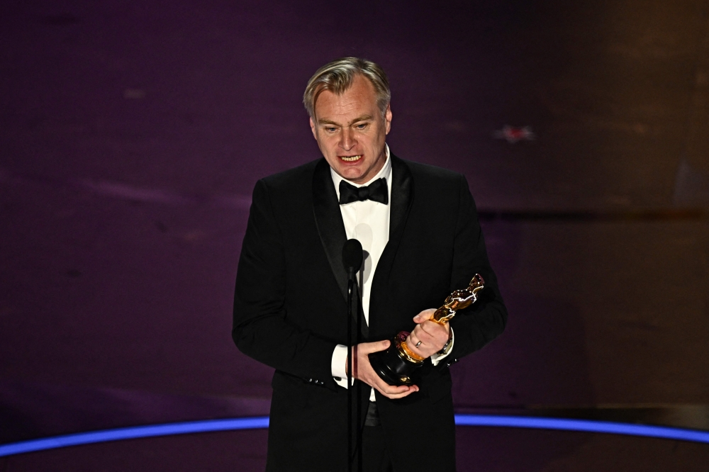 Director Christopher Nolan accepts the award for Best Director for ‘Oppenheimer’ onstage during the 96th Annual Academy Awards at the Dolby Theatre in Hollywood. — AFP pic