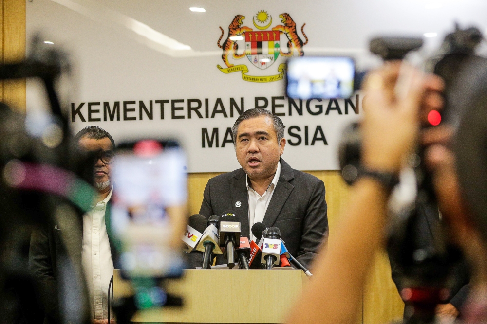 Transport Minister Anthony Loke speaks during a press conference in Putrajaya March 29, 2024. — Picture by Sayuti Zainudin