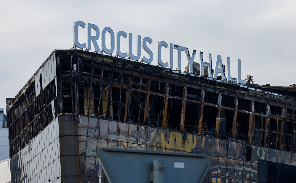 A view shows the burnt-out Crocus City Hall following a deadly attack on the concert venue outside Moscow March 29, 2024. — Reuters pic  