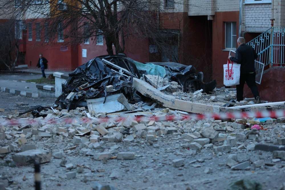 A view shows aftermath of fresh air attacks on Belgorod March 24, 2024. — Stringer/AFP pic