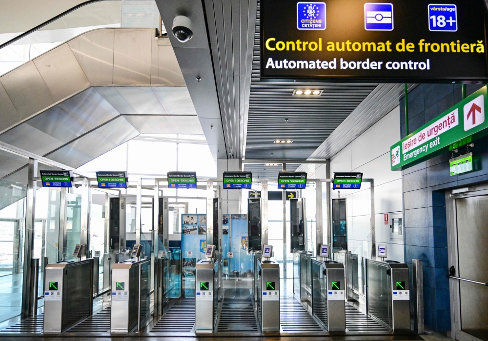 Newly installed non-Schengen automatic border control gates are pictured at the Henri Coanda International Airport in Otopeni, Romania March 28, 2024. Romania and Bulgaria will join on Sunday, March 31, 2024 Europe's passport- and visa-free Schengen Area, applying only to travelers arriving by air and sea. — AFP pic