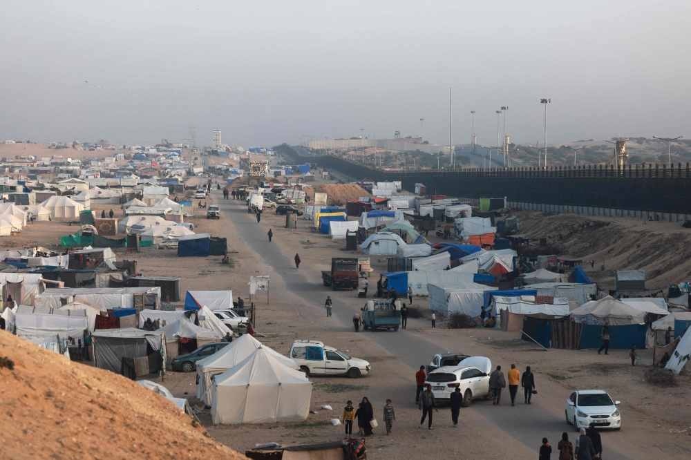 A picture shows tents housing displaced Palestinians in Rafah in the southern Gaza Strip on the border with Egypt on March 30, 2024 amid the ongoing conflict in the Palestinian territory between Israel and Hamas. — AFP pic
